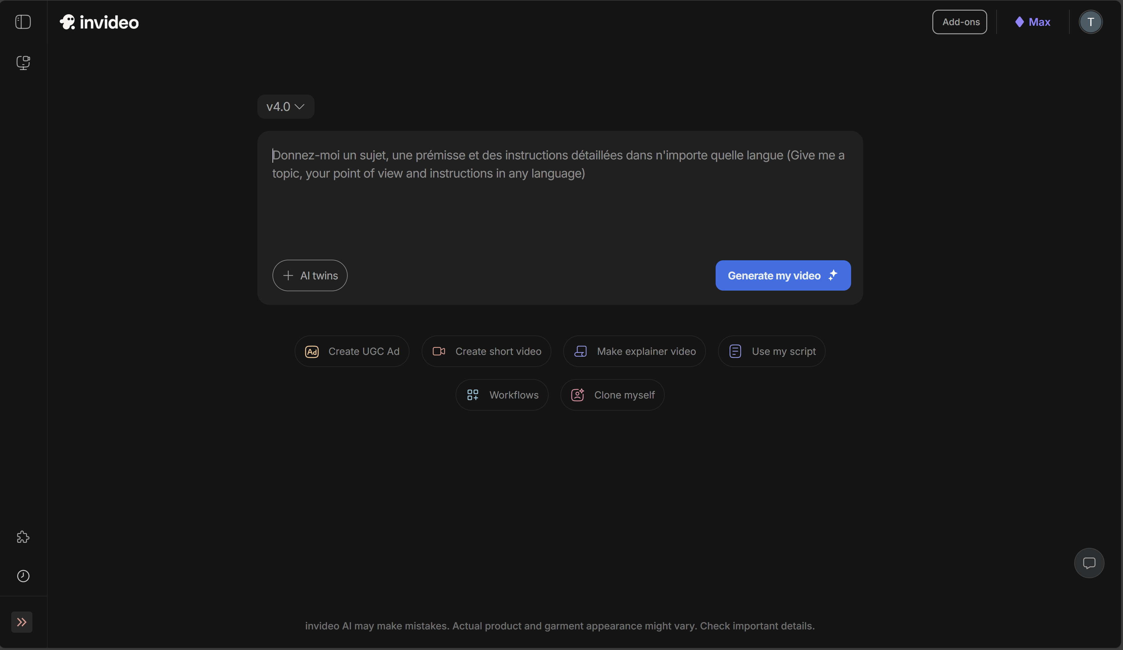Schnittstelle zur Generierung von Skripten in Video AI