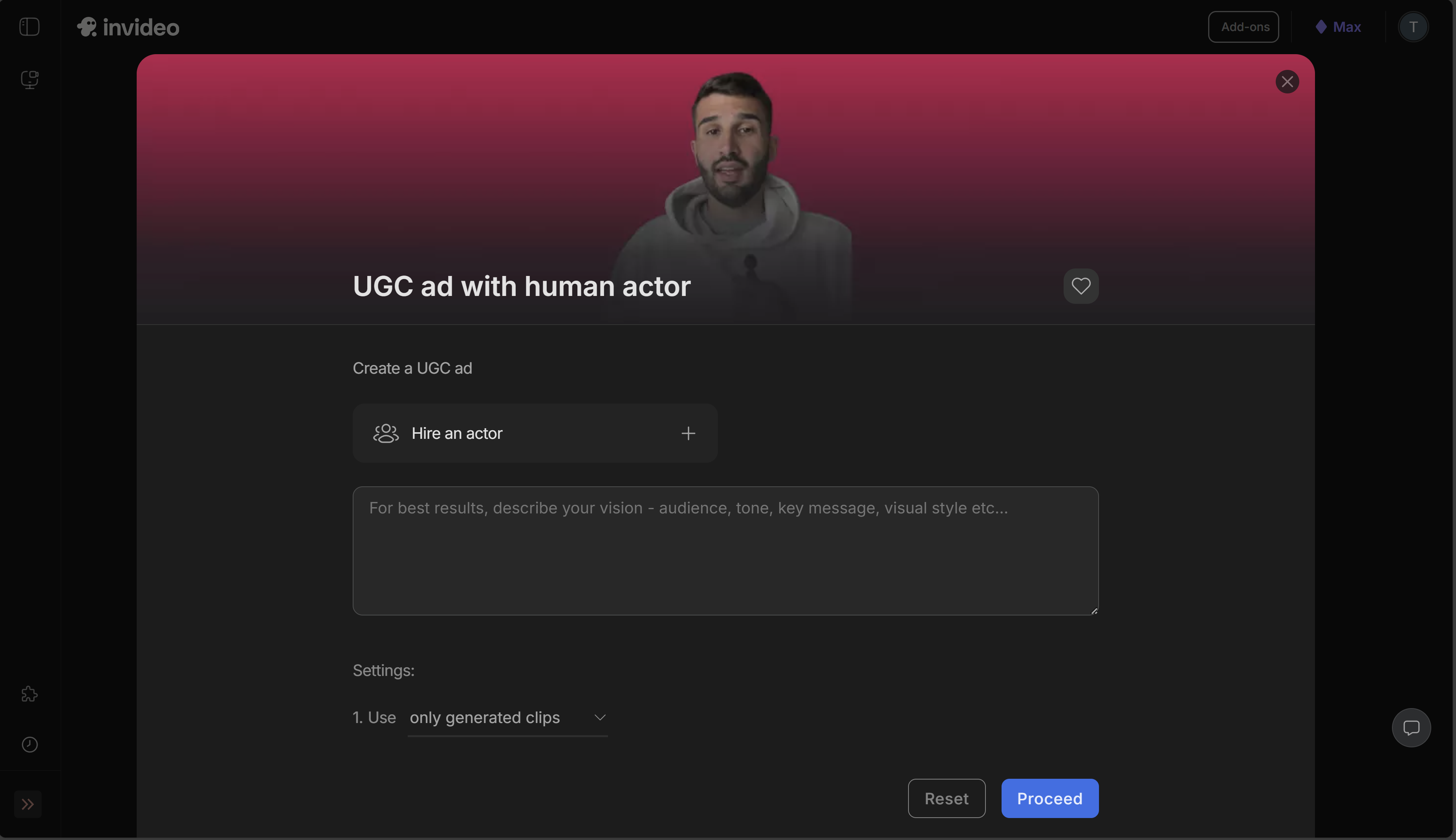 InVideo-KI-Script-Erstellungsschnittstelle